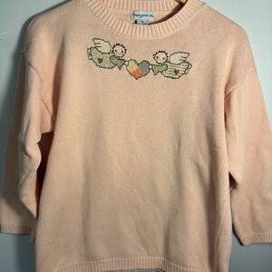 Vintage Embroidered Angel Graphic Sweater Small